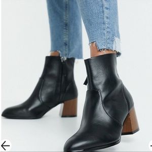 ASOS DESIGN NWOT Reporter heeled boots withflared wooden heel in black-7